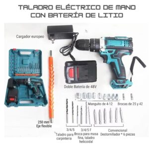 JUEGO DE TALADRO INALAMBRICO DOBLE BATERIA