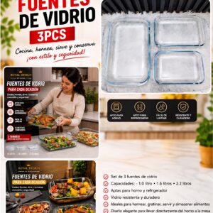 ✨ Set de 3 Fuentes de Vidrio 🥘