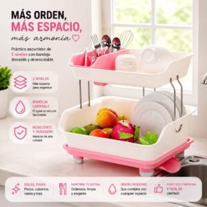 ESCURRIDOR DE PLATOS DE COLORES 2 NIVELES