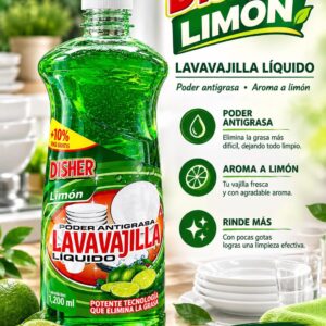 Lavavajilla Líquido DISHER Limón (1,200 ml)